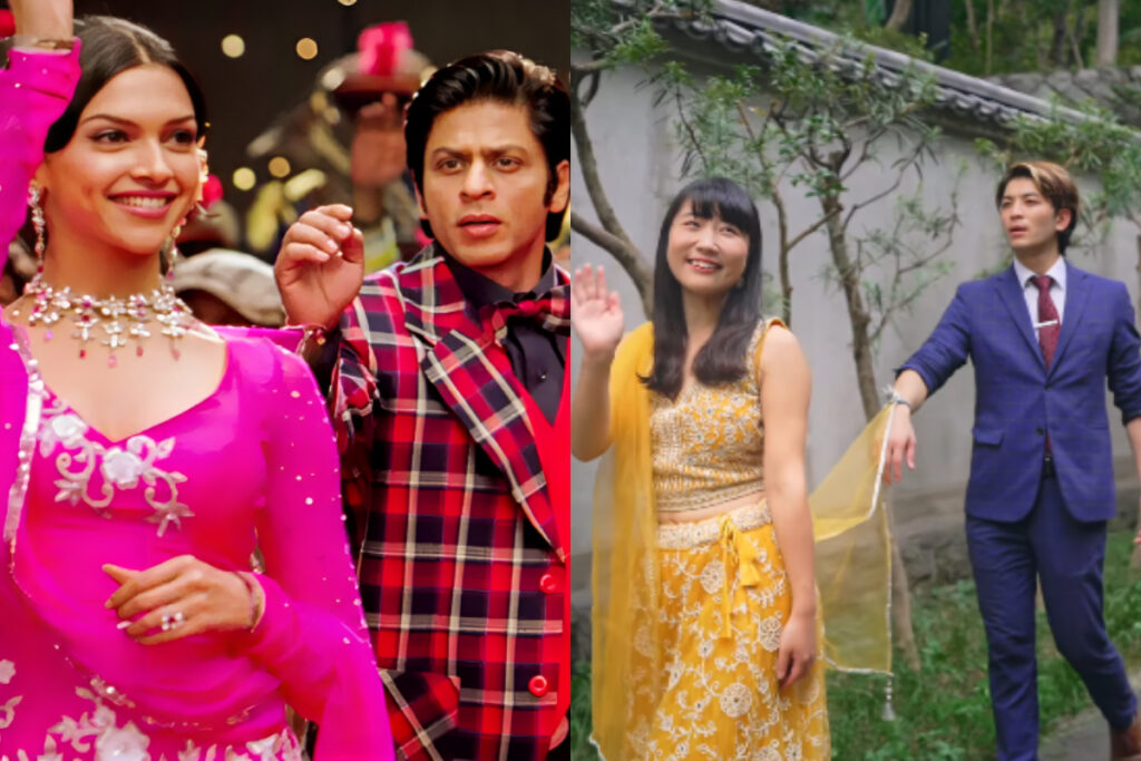 The famous SRK and Deepika sequence from the song Aankhon Mein Teri is recreated by Japanese artists